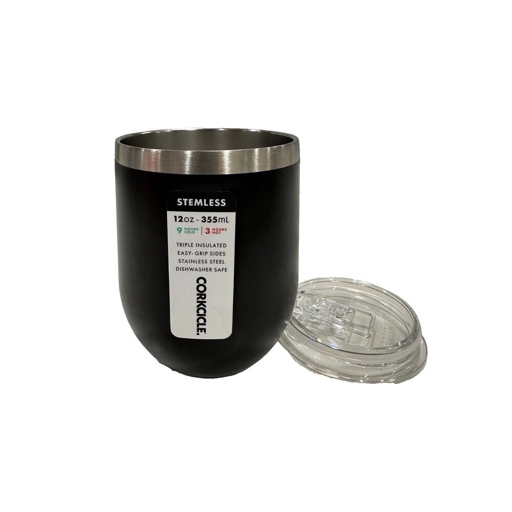 Corkcicle Tumbler 12 oz Stemless Matte Black New